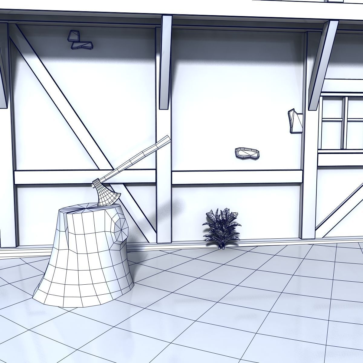 Medieval house Low-poly 3D model_8