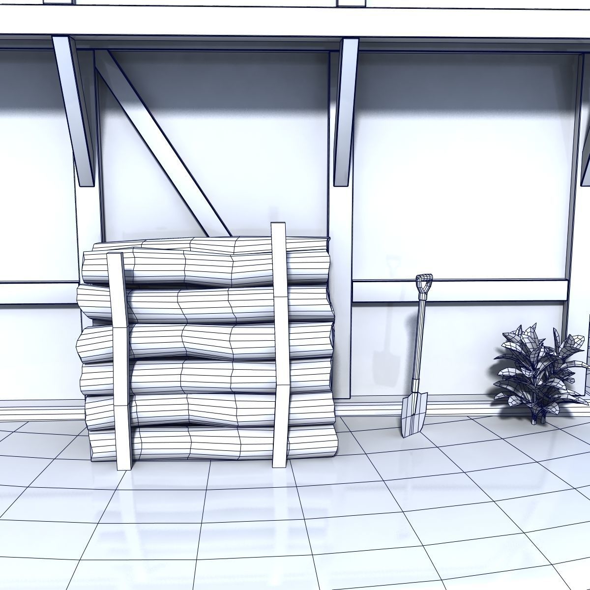 Medieval house Low-poly 3D model_7