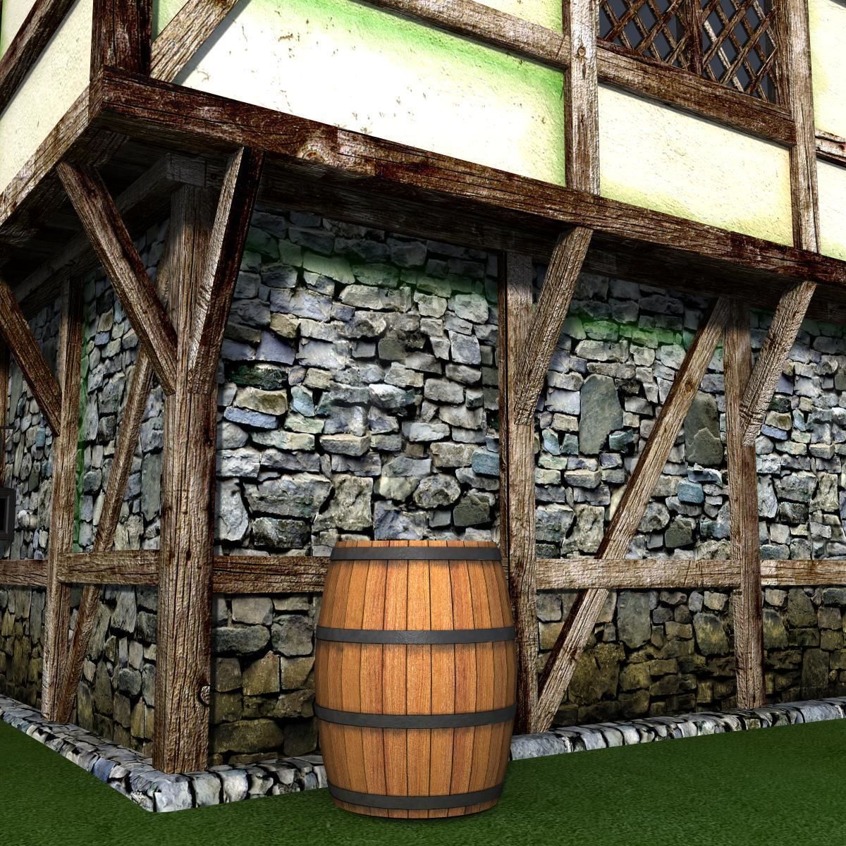 Medieval house Low-poly 3D model_3