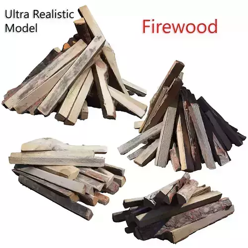 Ultra realistic Firewood Scan Low-poly 3D model
