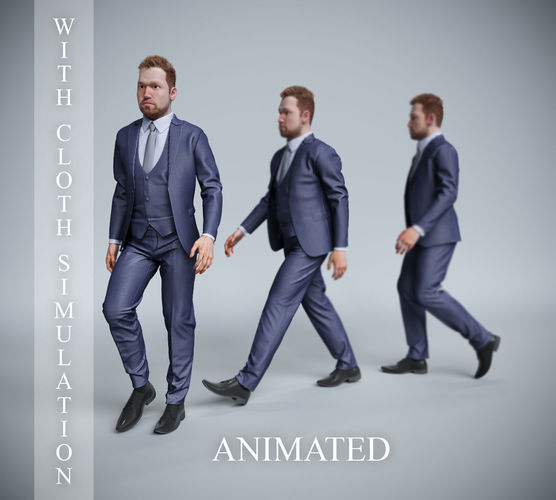 businessman walk 3D model