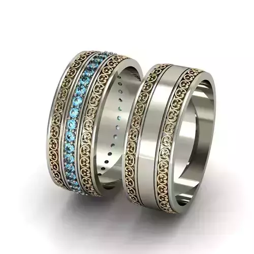 2 fashion wedding rings 3D print model