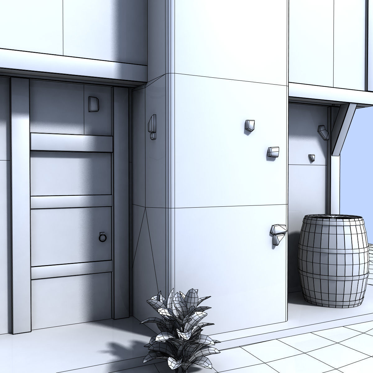 Medieval house Low-poly 3D model_10