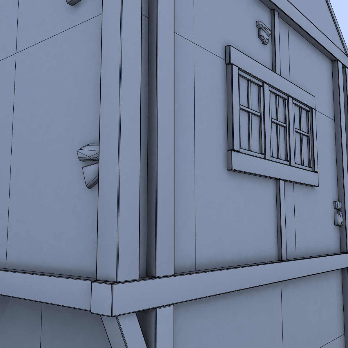 Medieval house Low-poly 3D model_9