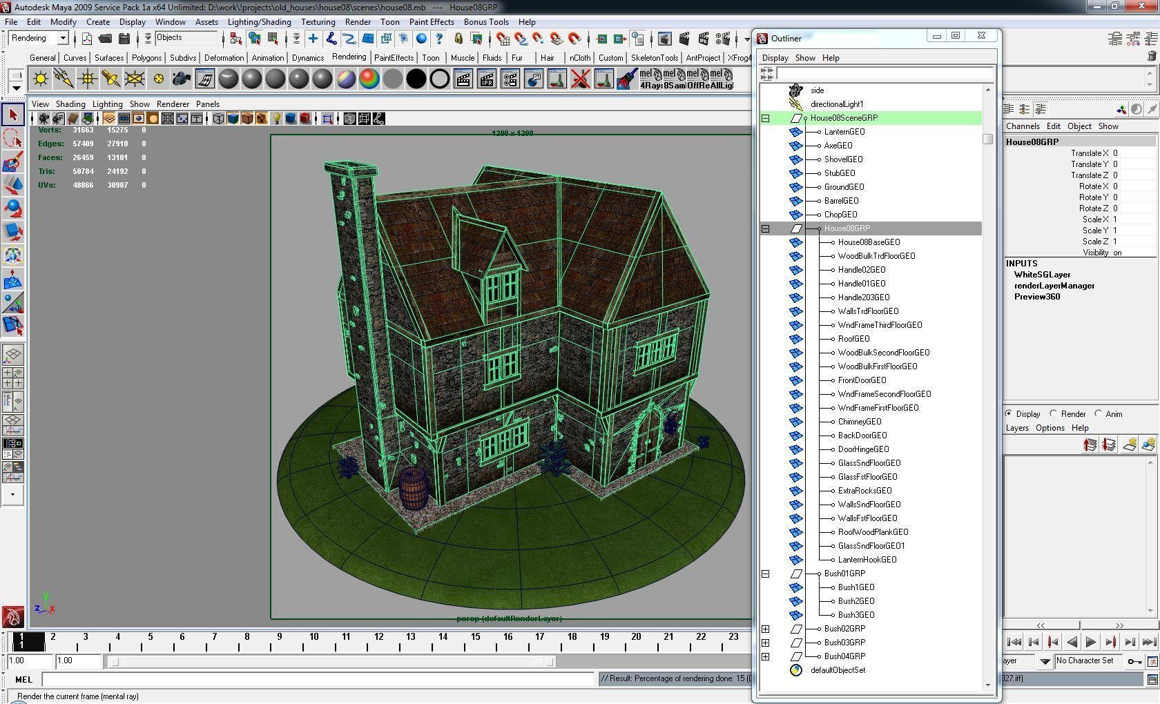 Medieval house Low-poly 3D model_13