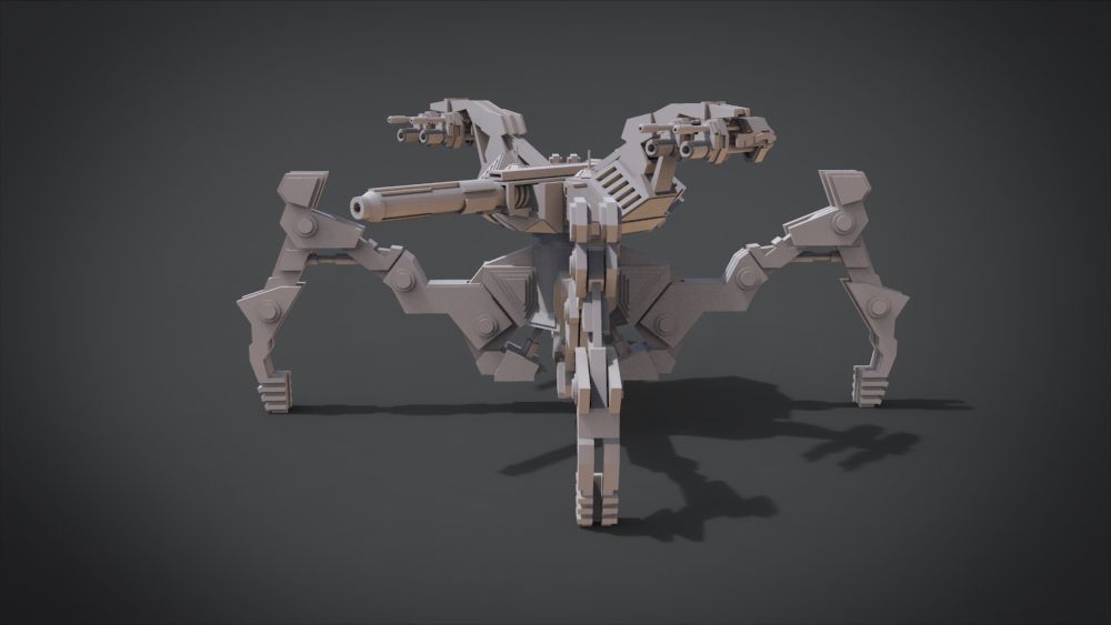 Aracnotron robot Low-poly 3D model_4