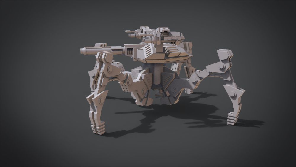 Aracnotron robot Low-poly 3D model_5