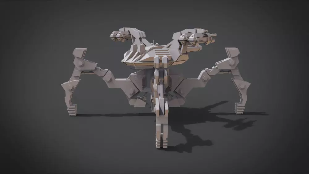 Aracnotron robot Low-poly 3D model_0