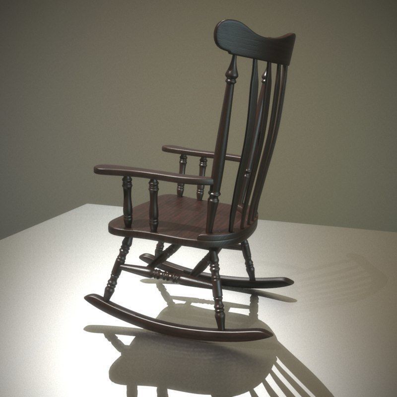 Rocking Chair Low-poly 3D model_4
