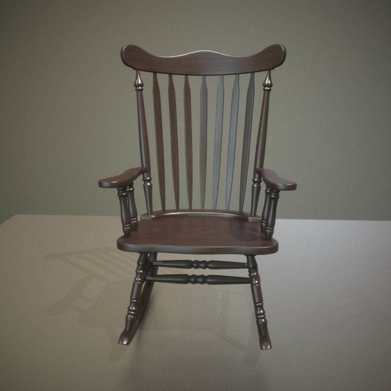 Rocking Chair Low-poly 3D model_12