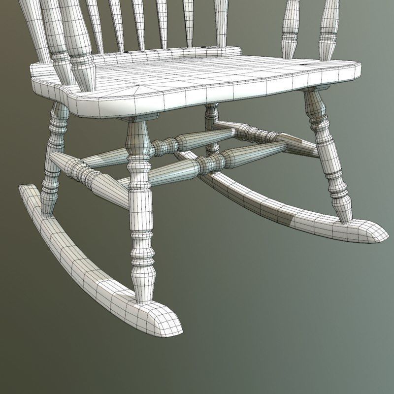 Rocking Chair Low-poly 3D model_9