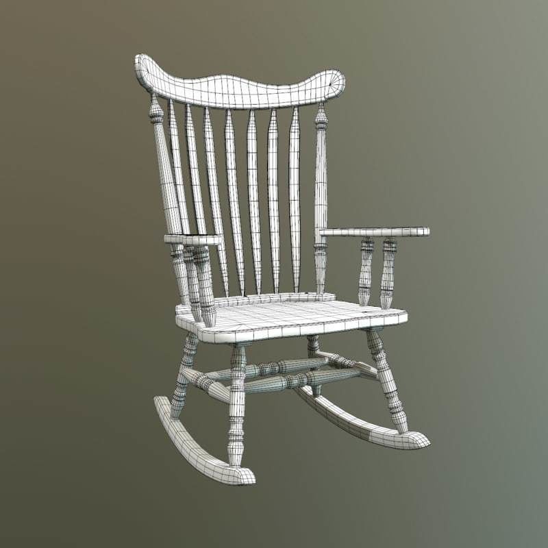 Rocking Chair Low-poly 3D model_6