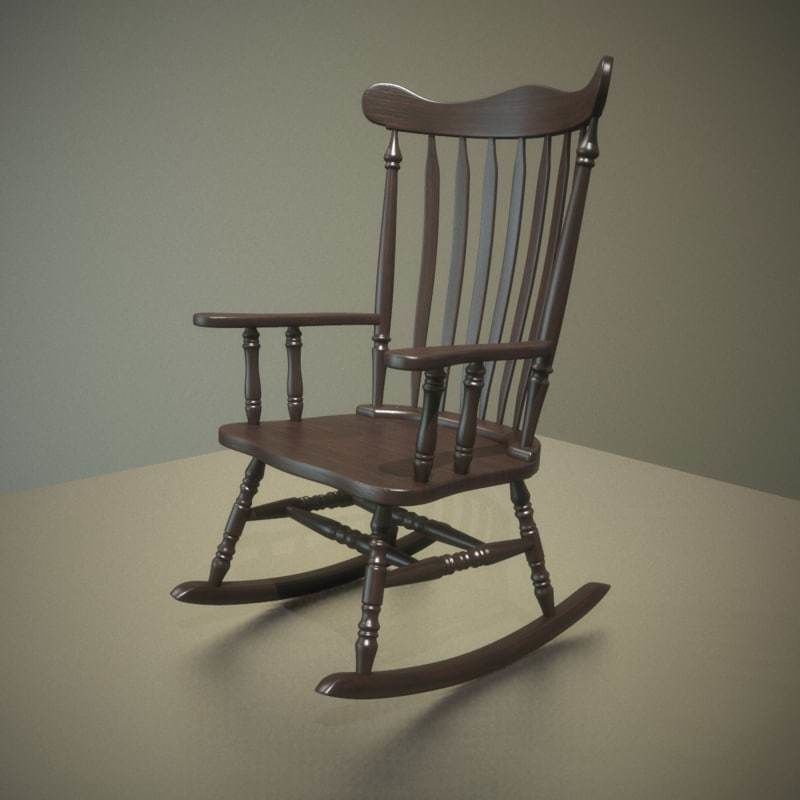 Rocking Chair Low-poly 3D model_2