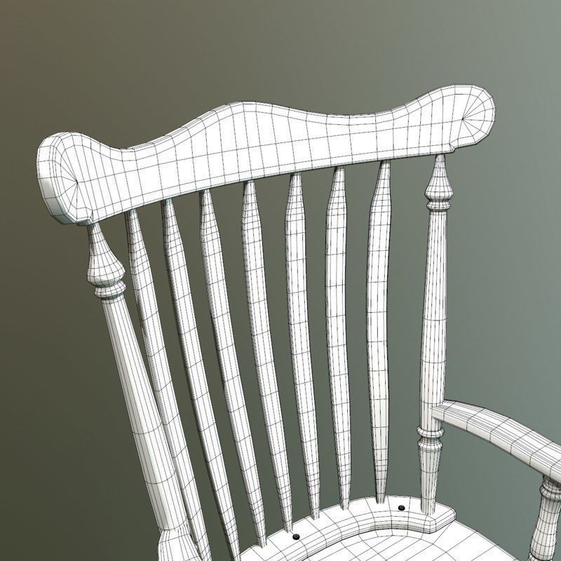 Rocking Chair Low-poly 3D model_10