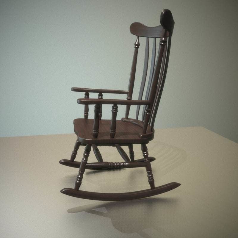 Rocking Chair Low-poly 3D model_14