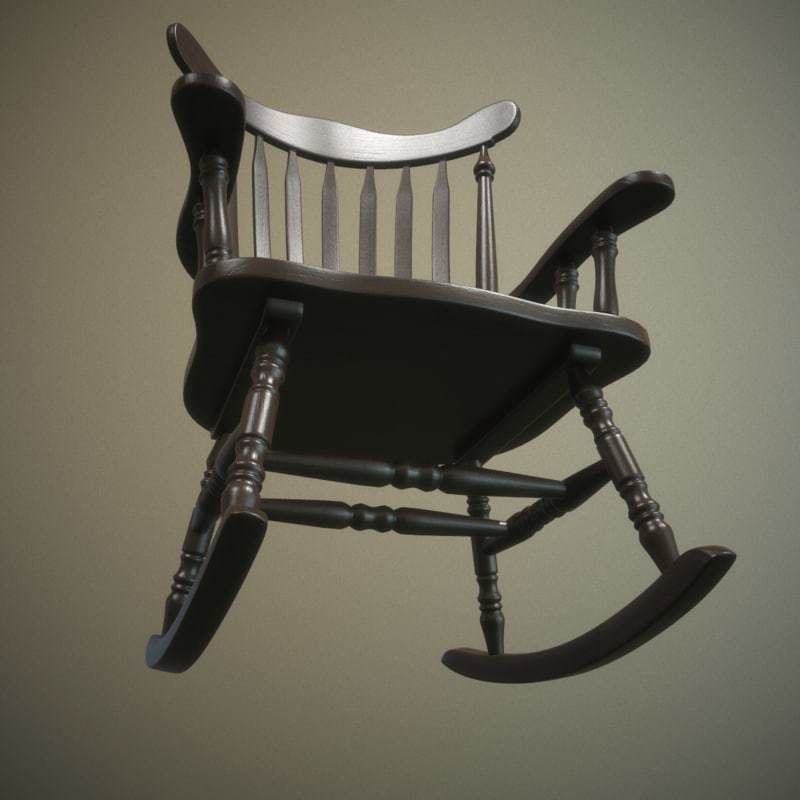 Rocking Chair Low-poly 3D model_3
