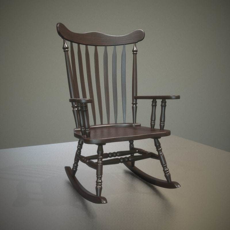 Rocking Chair Low-poly 3D model_1