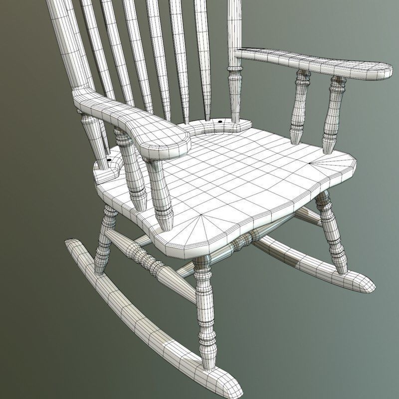 Rocking Chair Low-poly 3D model_8