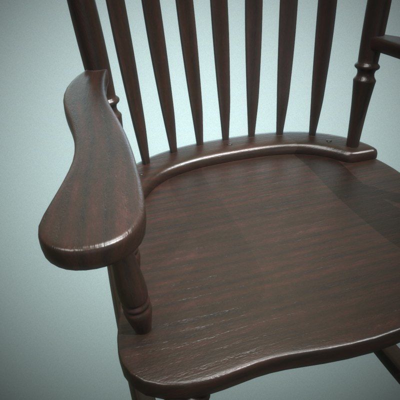 Rocking Chair Low-poly 3D model_5