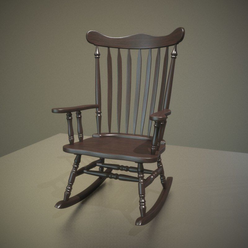 Rocking Chair Low-poly 3D model_13