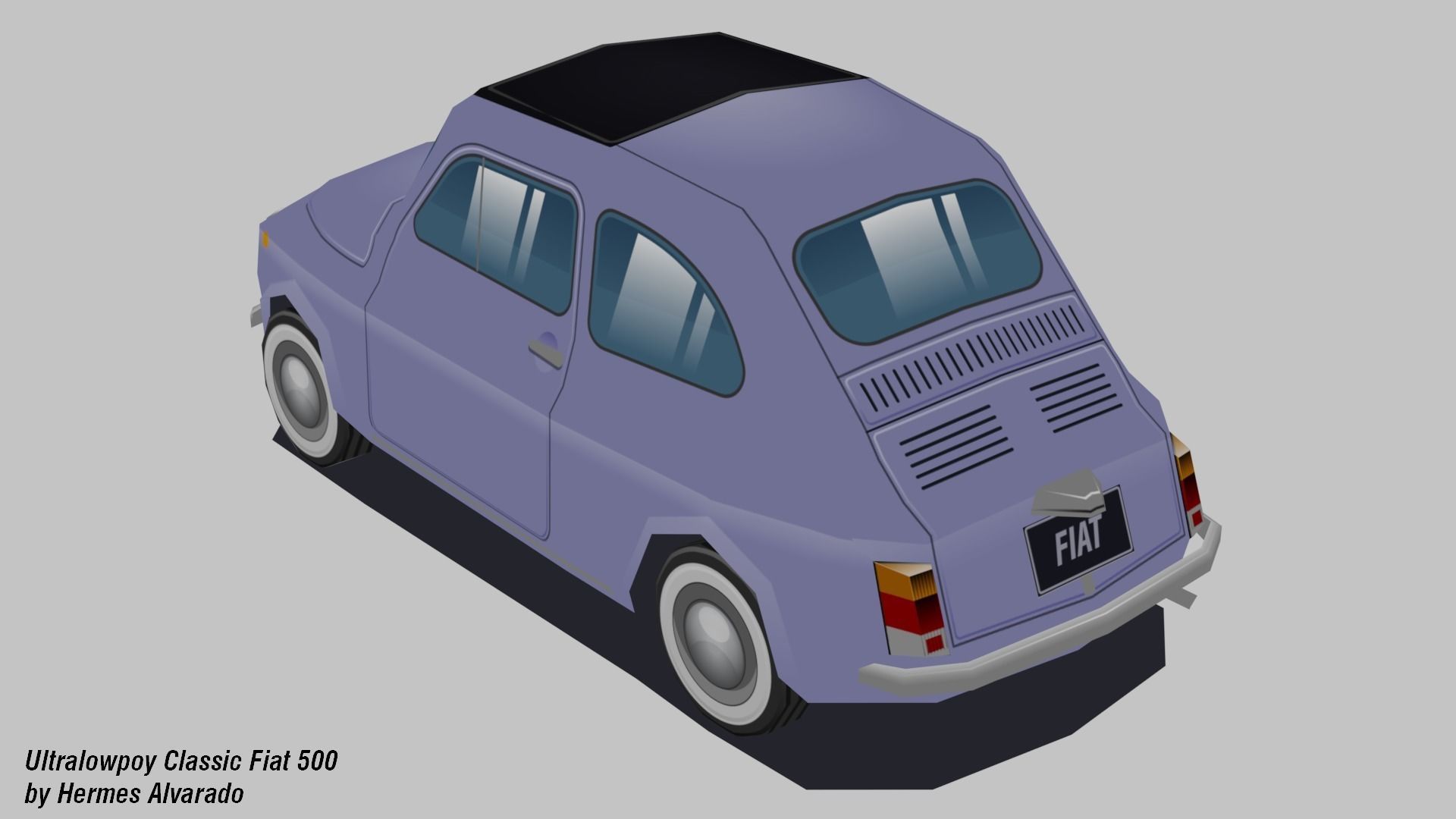 Low-poly animated pixelated Classic Fiat 500 Cinquecento Free low-poly 3D model_1