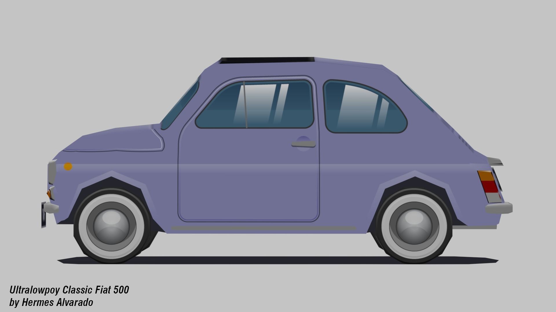 Low-poly animated pixelated Classic Fiat 500 Cinquecento Free low-poly 3D model_3