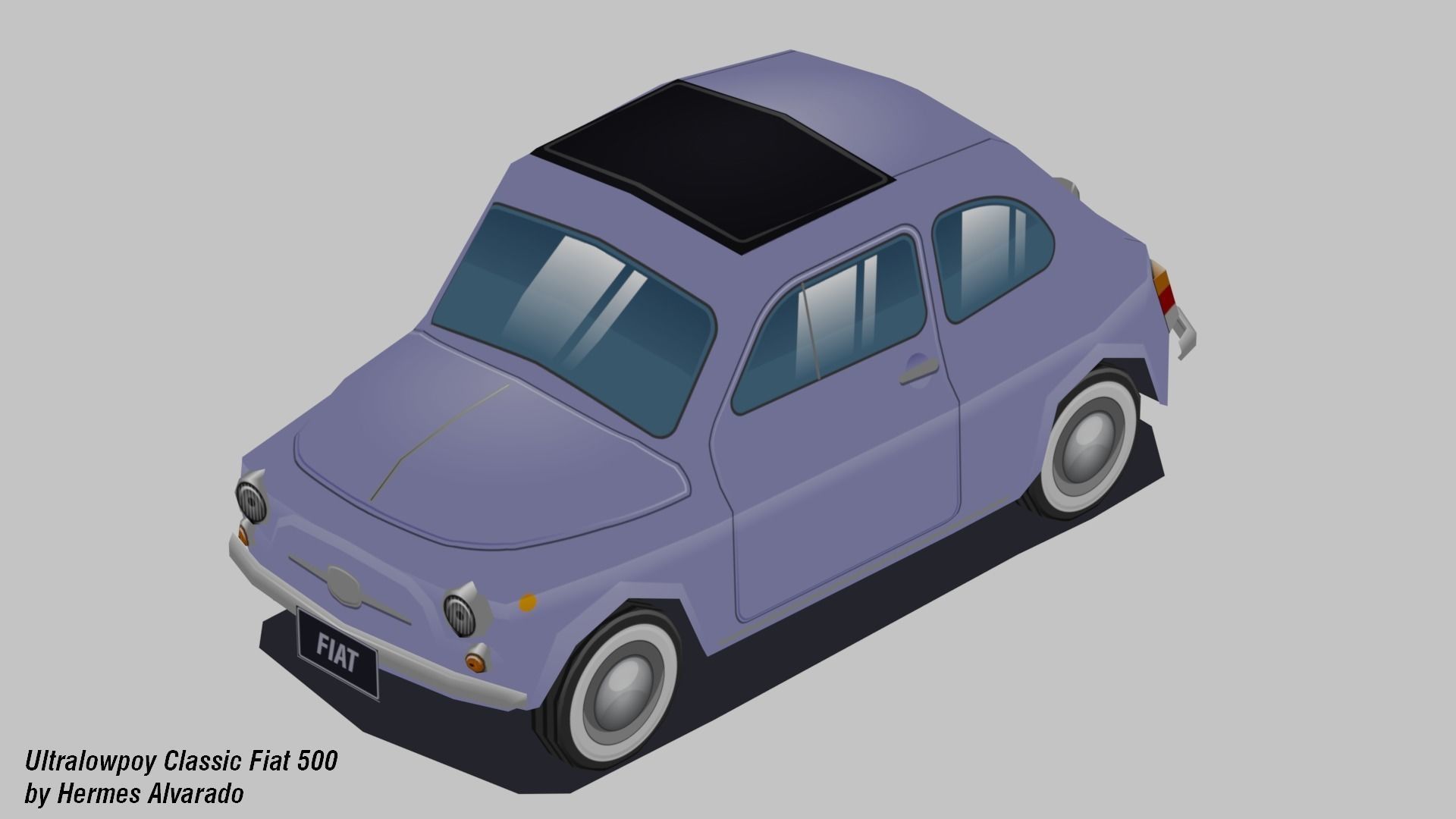 Low-poly animated pixelated Classic Fiat 500 Cinquecento Free low-poly 3D model_2