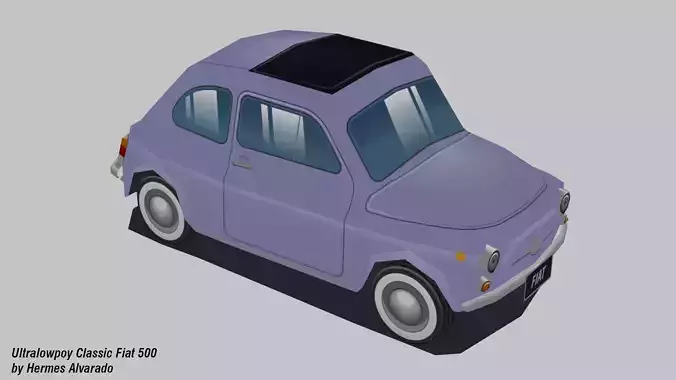 Low-poly animated pixelated Classic Fiat 500 Cinquecento Free low-poly 3D model