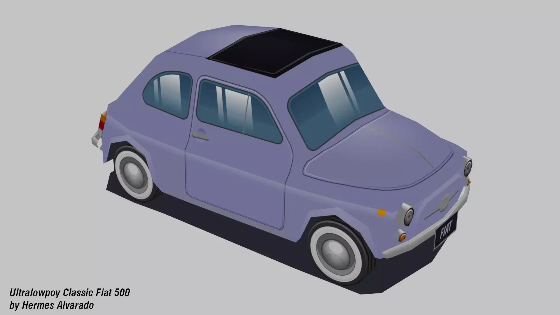 Low-poly animated pixelated Classic Fiat 500 Cinquecento Free low-poly 3D model_0