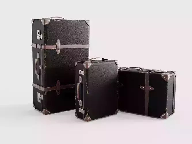 Globe Trotter suitcase set 3D model