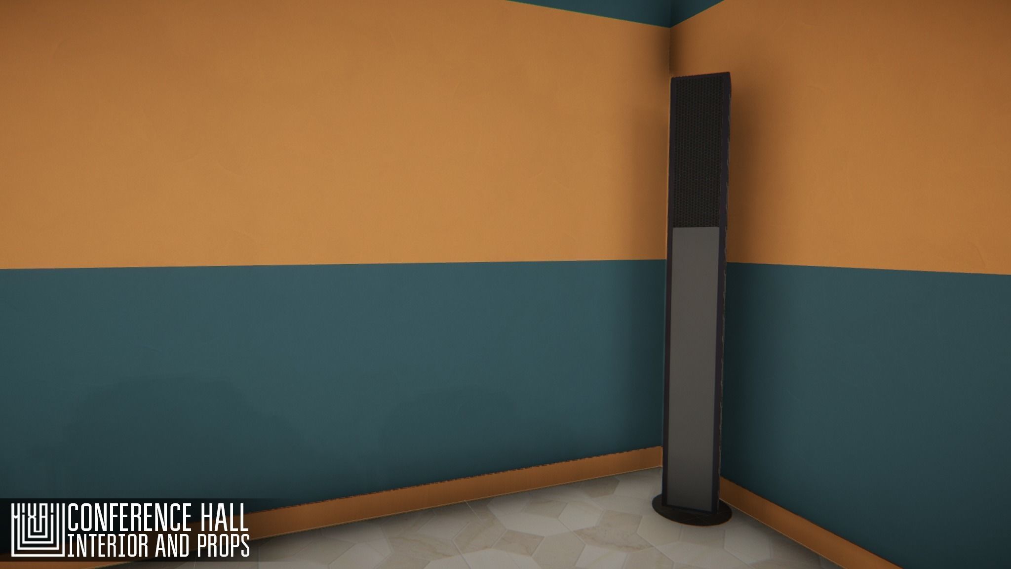 Conference hall - interior and props Low-poly 3D model_16