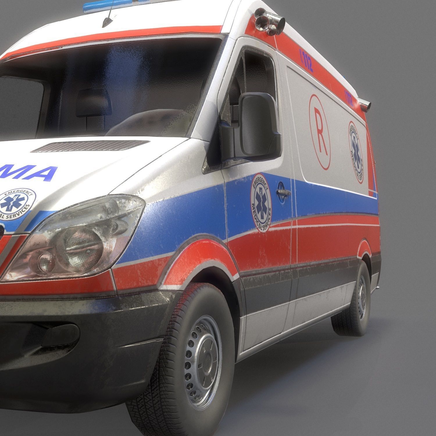 Ambulance Game Ready Low-poly 3D model_8