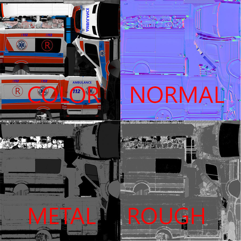 Ambulance Game Ready Low-poly 3D model_13