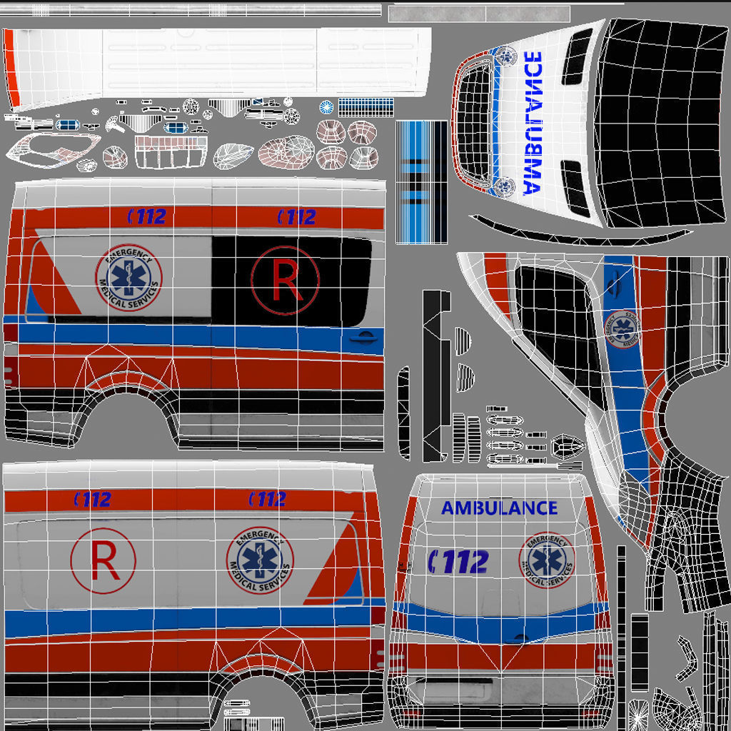 Ambulance Game Ready Low-poly 3D model_15