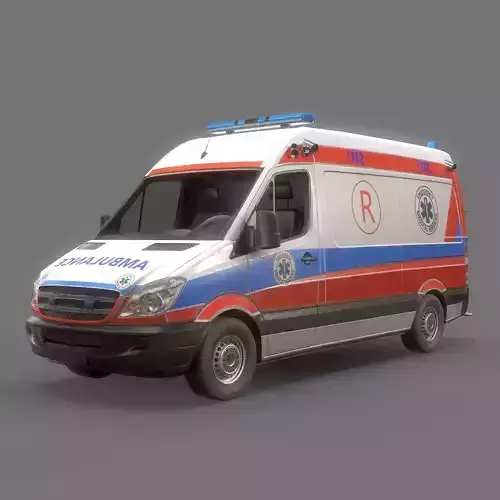 Ambulance Game Ready Low-poly 3D model