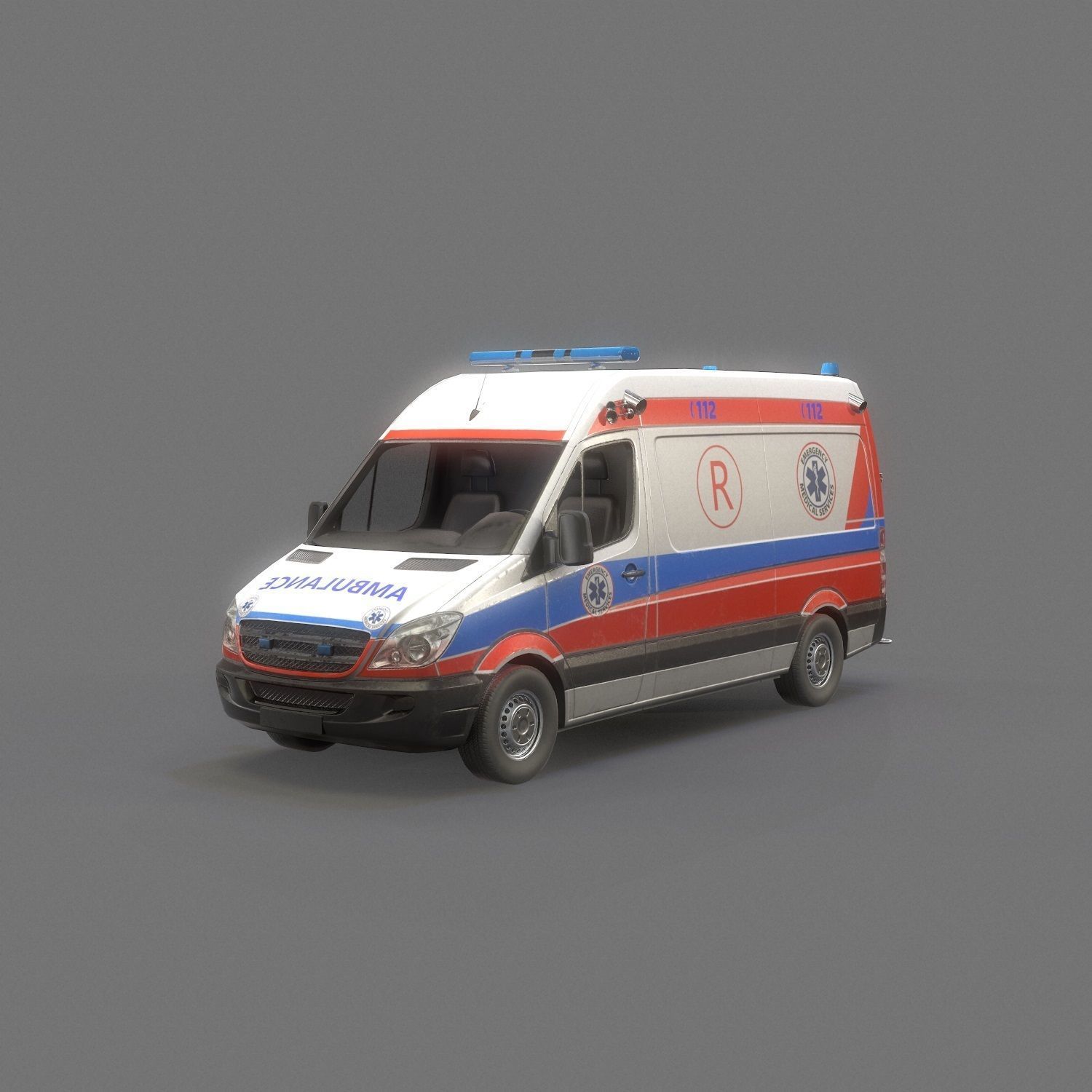 Ambulance Game Ready Low-poly 3D model_11