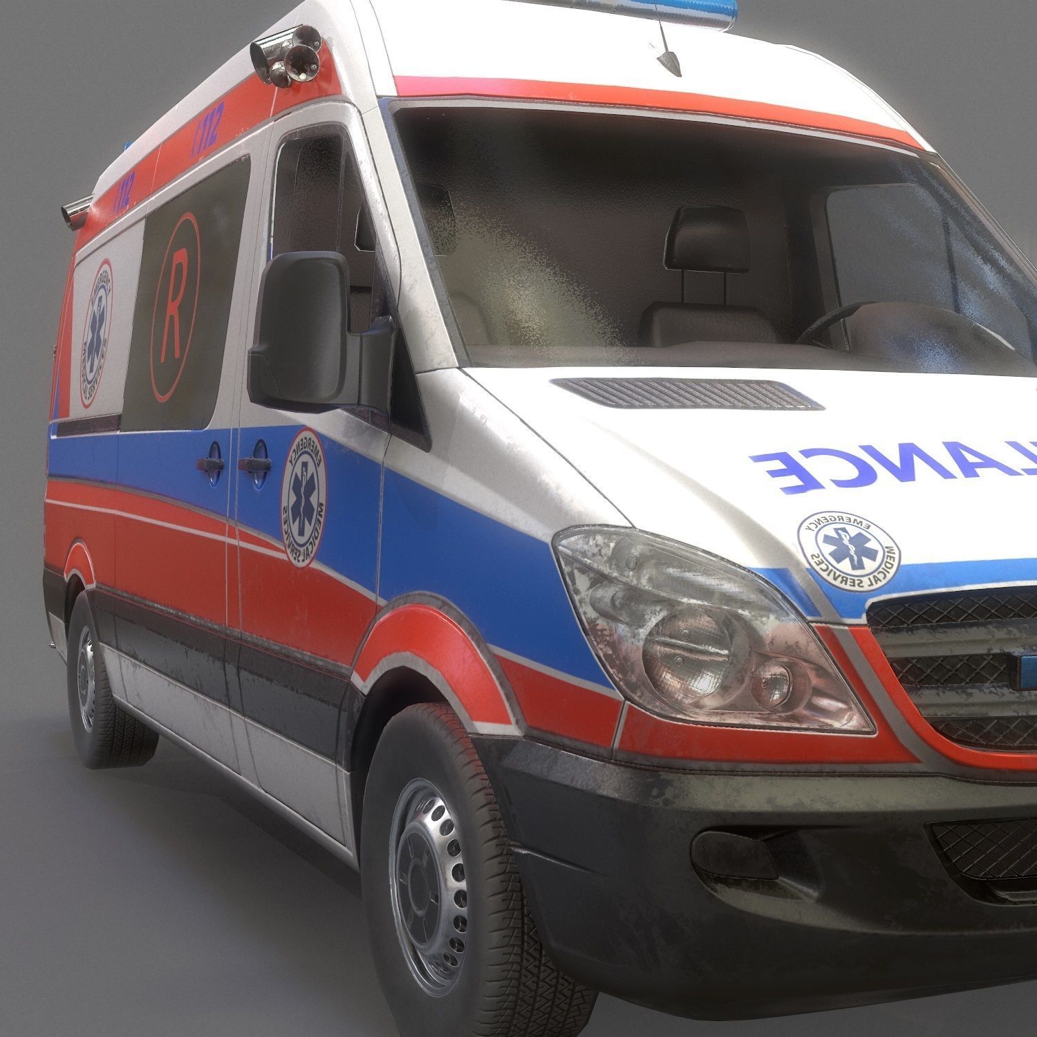 Ambulance Game Ready Low-poly 3D model_7