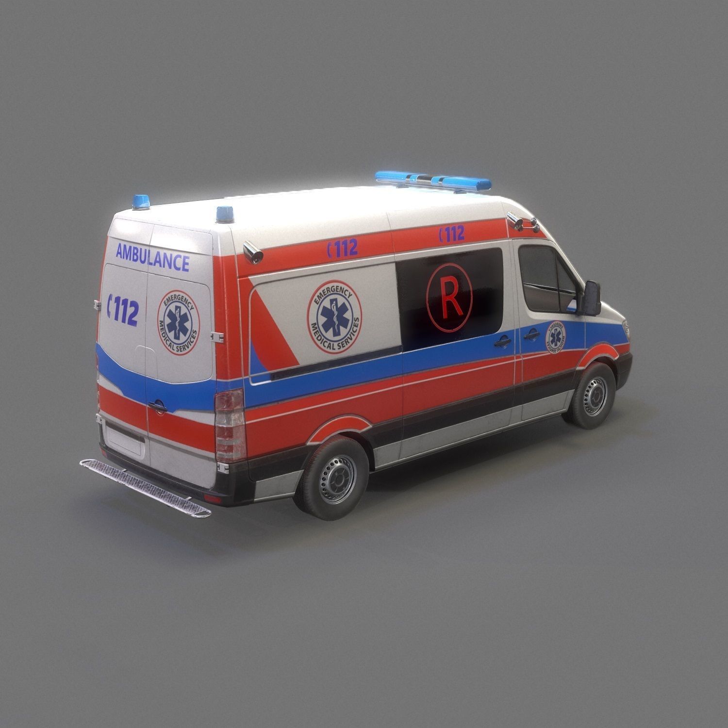 Ambulance Game Ready Low-poly 3D model_5