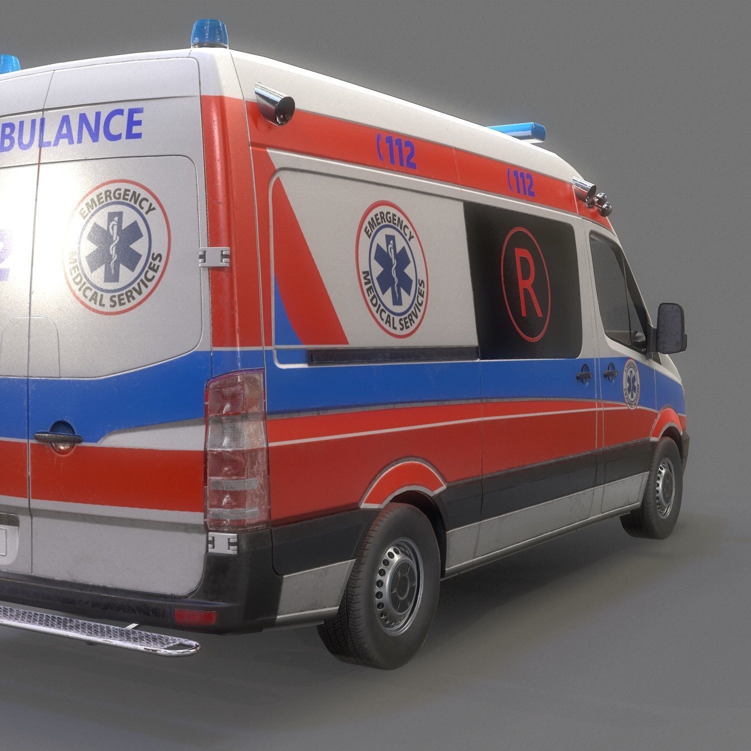 Ambulance Game Ready Low-poly 3D model_10