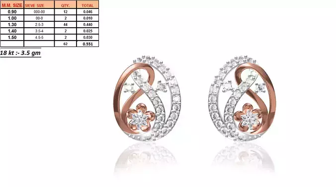 Mango Shaped Multi Metal Earrings With Diamonds