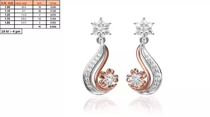 Floral Design Drop Earrings With Diamonds 11