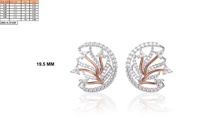 Semi Circle Multi Metal Earrings With Diamonds 3D print model
