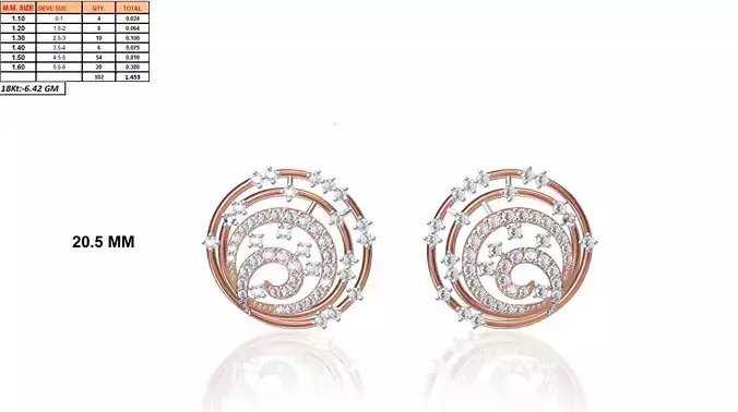 Round Spiral Rose Gold Earrings With Diamonds