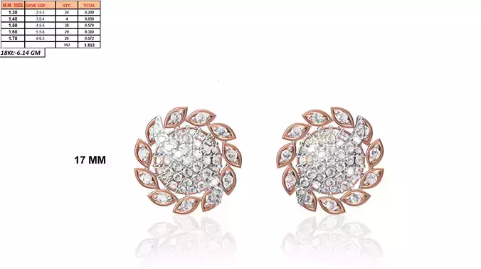 Flower Shaped Rose Gold Earrings With Diamonds 3