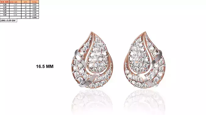 Mango Shaped Rose Gold Earrings With Diamonds 2