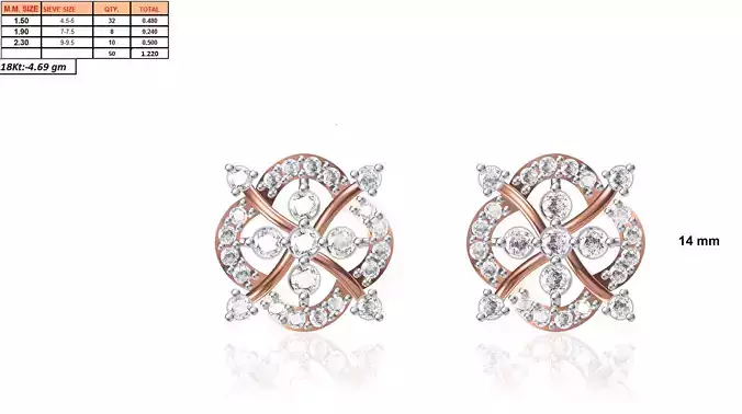 Flower Shaped Rose Gold Earrings With Diamonds 8