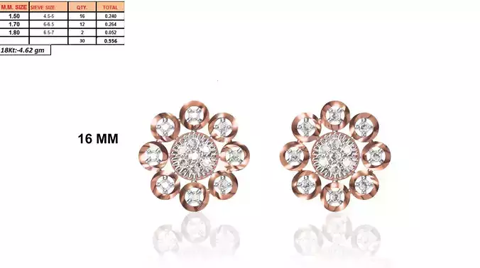 Flower Shaped Rose Gold Earrings With Diamonds 10