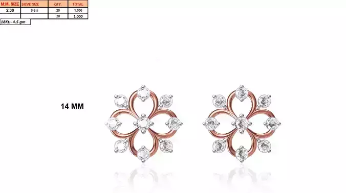 Flower Shaped Rose Gold Earrings With Diamonds 11