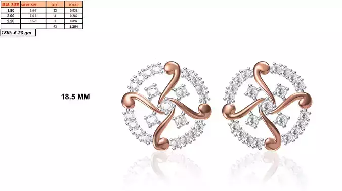 Round Shaped Multi Metal Earrings With Diamonds 3