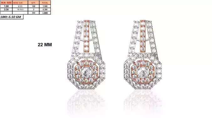 Octagon Shaped Drop Earrings With Diamonds 2